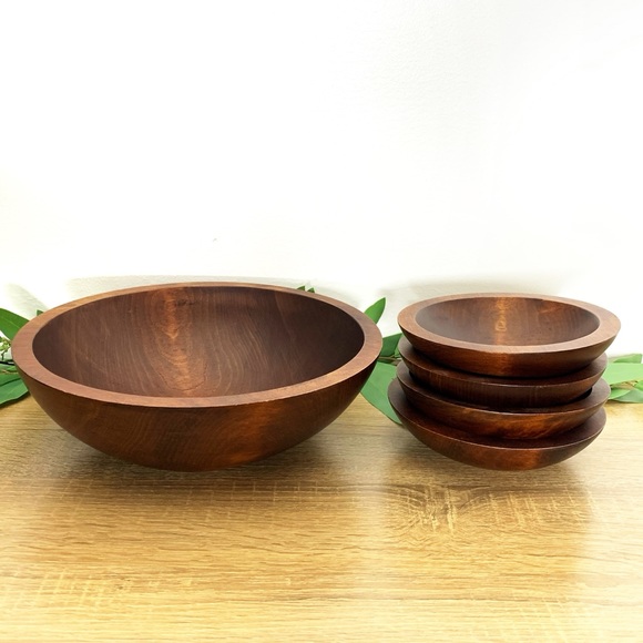 Baribocraft Set/4 wood Salad Snack Serving Bowls - Picture 2 of 9